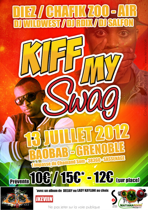 Affiche pour la soirée Kiff My Swag au Baobab de Grenoble (Artwork by iKeviin)