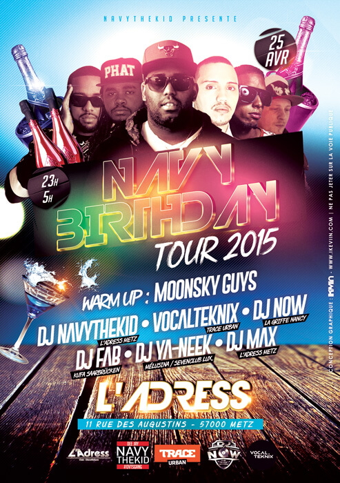 Affiche Navy Birthday Tour 2015 à l'Adress - Metz (Artwork by iKeviin)