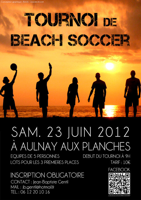Affiche pour le tournoi de Beach Soccer à Aulnay-aux-Planches (Artwork by iKeviin)