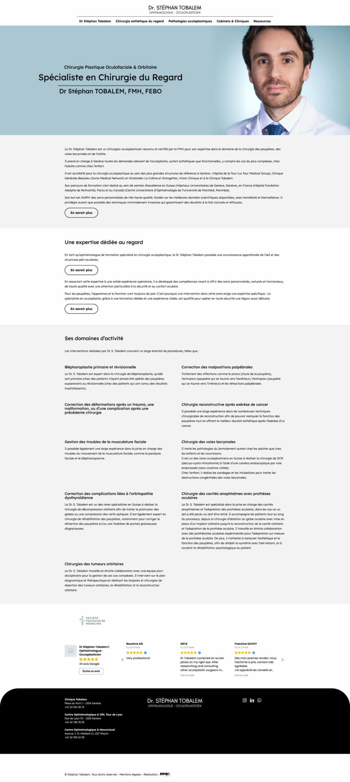 Création d'un site internet pour un ophtalmologue/oculoplasticien à Genève