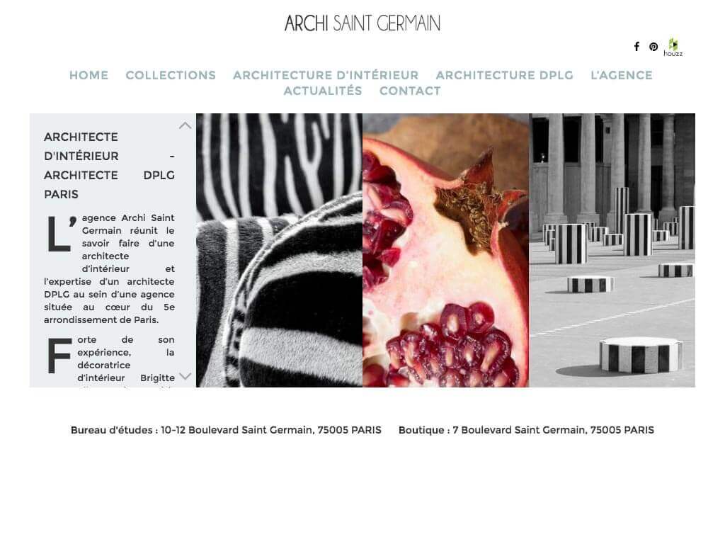 Capture d'écran du site internet Archi Saint Germain sur iPad réalisé par Kevin de Sousa