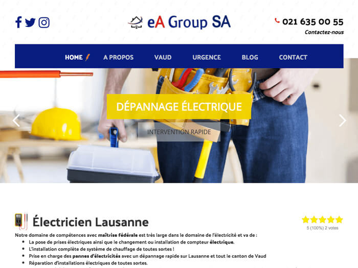 Capture d'écran du site internet Electricien Lausanne sur iPad réalisé par Kevin de Sousa