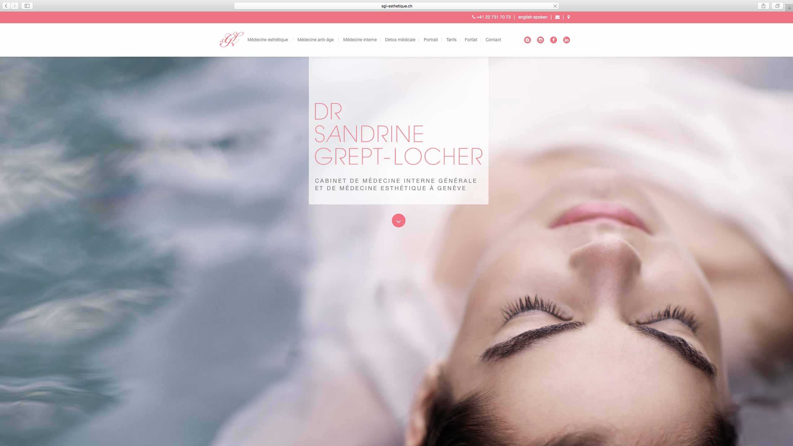 Capture d'écran du site internet SGL Esthétique réalisé par Kevin de Sousa